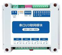 Module réseau Modbus RTU RS485 avec 2 entrées numériques, 2 entrées analogiques et 4 sorties numériques