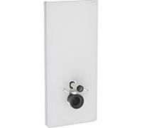 Module sanitaire Geberit Monolith 131031TD5, façade blanche, panneaux latéraux en aluminium brossé, 114 cm