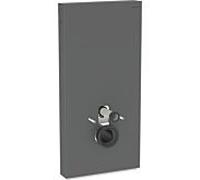 Geberit Monolith PLUS module sanitaire pour WC suspendu, 101 cm, entrée deau latérale, avec tubulure de raccordement, 131.222.CD.7, Couleur: Verre noir / aluminium brossé noir