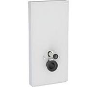 Geberit Monolith PLUS module sanitaire pour WC suspendu, 101 cm, entrée deau latérale, avec tubulure de raccordement, 131222TD7, Couleur: Verre blanc / aluminium brossé - CM