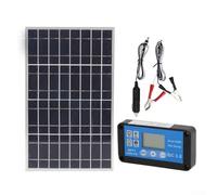 Module solaire 18 V 20 W avec cadre, régulateur de charge étanche 60 A 12 V/24 V détection automatique, 2 sorties USB 5 V/2 A, pour camping bateau pour camping-car jardin (2 panneaux + avec 60 A)
