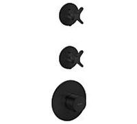 Module thermostatique encastré hansgrohe AXOR One 48712670, 2 sorties, avec poignée croisée, noir mat