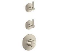 Module thermostatique hansgrohe AXOR One 48722820, installation encastrée, 2 sorties, avec poignée à levier, nickel brossé