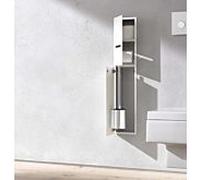 emco asis module 2.0 module WC - modèle encastré, porte-papier toilette, 1 porte avec fente, charnières à gauche, 975427451, Couleur: aluminium/optiblanc