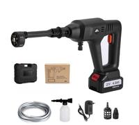 MODULIX Nettoyeur Haute Pression sans Fil 21V 4,0Ah, Pistolet de Lavage Portable avec Buse 6-en-1, Tuyau 5 m, Réservoir à Mousse, Filtre, Chargeur et Mallette, pour Voiture, Terrasse et Jardin