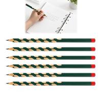 Modurio Lot de 6 crayons triangulaires HB verts, crayons en bois, 17,8 x 0,7 cm, avec poignées creuses, crayon ergonomique pour droitier, école, bureau, écriture, dessin et croquis
