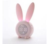 Moe lapin lumière de nuit chronomètre en silicone induction petit réveil son horloge de chronométrage veilleuse-rose rose G