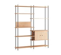 MOEBE Étagère avec armoire Shelving System Chêne-black. 163x200x35 cm. S.200.2.C