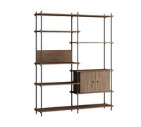 MOEBE Étagère avec armoire Shelving System Chêne fumé-black. 163x200x35 cm. S.200.2.C