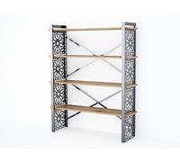 moebel17 5076 Sultan Étagère Murale Étagère de Rangement pour Salon en Noyer, avec Pieds en métal, Bois, Grand Espace de Rangement, 120 x 148,5 x 35 cm