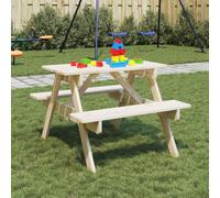 Möbel2024 Table de pique-nique pour 4 enfants avec trou pour parapluie Sapin massif Tables de jardin 262741