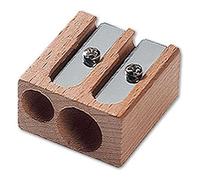M+R Taille-crayon double en bois (hêtre) pour crayons de 8,2 mm à 11,2 mm, double taille-crayon