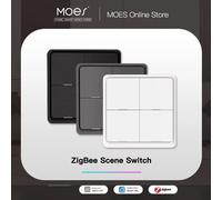 MOES 4 Gang Tuya ZigBee sans fil 12 scène interrupteur bouton poussoir contrôleur alimenté par batterie scénario d'automatisation pour les appareils Tuya 2 Gang White