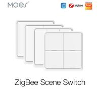 MOES 4 Gang Tuya ZigBee sans fil 12 scène interrupteur bouton poussoir contrôleur alimenté par batterie scénario d'automatisation pour les appareils Tuya 4 Gang