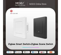 MOES - interrupteur d'éclairage intelligent, série Tuya ZigBee Star Ring, pas de fil neutre, aucun condensateur nécessaire, vie intelligente, fonctionne avec Alexa Google Home 3 gang scene switch