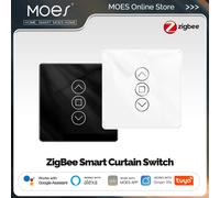 MOES-Joli de rideau intelligent Tuya Zigequation, prise en charge 2.5D, RF433, périphérique en verre, écran tactile, application, télécommande, fonctionne avec Alexa, Google Home White