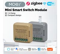 MOES Mini commutateur intelligent 1-4 Gang, Module WiFi/Zigbee bricolage, fonctionne avec Alexa et Google Home, minuterie et commande vocale, domotique 10 PCS