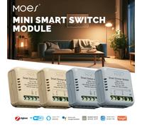 MOES-Mini Tuya WiFi Smart Switch, Zigbee, Gradateur Tech, DIY Light Switch, Télécommande 1/2 Gang, Fonctionne avec Alexa, Google Home Wifi 1 gang Switch