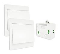 MOES RF433 Interrupteur sans Fil, sans Pile, télécommande Murale Va et vient, Interrupteur Mural Auto alimenté, sans câblage, émetteur pour Panneau Mural (kit à 2 Voies), intérieur extérieur étanche