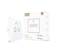 MOES Smart Switch, Nécessite un Tuya ZigBee Hub, Pas de neutre nécessaire, Pas de condensateur, Compatible avec Smart Life Tuya App Alexa Google Home, 2 Gang, Blanc