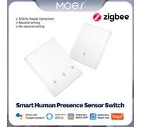 MOES Tuya Zigbee commutateur de présence humaine intelligent mmWave détection de Radar applique murale fonctionne avec Alexa Google Home fil neutre en option 1 gang