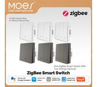 MOES Tuya ZigBee interrupteur d'éclairage intelligent aucun neutre requis aucun condensateur vie intelligente 2/3 voies Alexa Google Home 2 gang white