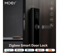 MOES Tuya ZigBee serrure de porte intelligente mot de passe intérieur empreinte digitale déverrouillage à distance clavier alarme inviolable alimenté par batterie fonctionne avec Alexa Lock and 5050-2