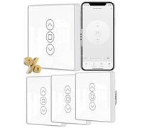 MOES WiFi Smart 2.5D Interrupteur de rideau à écran tactile en verre incurvé, prend en charge les applications Smart Life/Graffiti et Alexa/Google Home Voice Control 4PCS