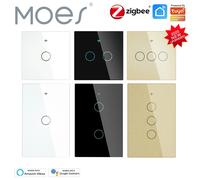 Moes ZigBee - interrupteur mural tactile intelligent, avec neutre/pas de neutre, sans condensateur, vie intelligente, fonctionne avec Alexa Google Home ZS-US1-BK-MS