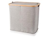 möve Bamboo Commode à Linge en Deux Parties Accessoires de Bain, Bambou avec Toile, Gris
