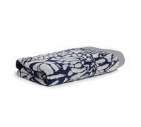Möve Brooklyn Botanic Drap de Douche 85% Coton, 10% Viscose, 5% Lin, Beige Nature/Bleu foncé, 80 x 150 cm