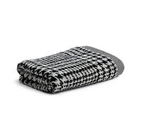 Möve Brooklyn Glencheck Serviette 85% Coton, 10% Viscose, 5% Lin, Beige Naturel/Noir, 50 x 100 cm