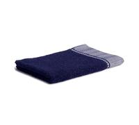 Möve Brooklyn Serviette d’invité Unie avec Bordure à Chevrons, 85% Coton, 10% Viscose, 5% Lin, Bleu foncé, 30 x 50 cm