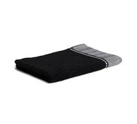 Möve Brooklyn Serviette d’invité Unie avec Bordure à Chevrons, 85% Coton, 10% Viscose, 5% Lin, Noir, 30 x 50 cm