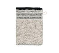 Möve Eden Melange Gant de Toilette, 90% Coton, 10% Lin, Beige Naturel/Noir, 20 x 15 cm