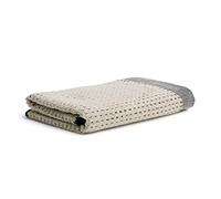 MÖVE Eden Serviette de Douche Piquée Structure Piquée avec ourlet Tubulaire 80 x 150 cm, Fabriqué en Allemagne, 80 % Coton / 20 % Lin, Nature / Black (Beige)