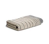 MÖVE Eden Serviette à rayures Horizontales avec ourlet Tubulaire 50 x 100 cm en, Fabriqué en Allemagne, 80 % Coton / 20 % Lin, Nature / Black (Beige)
