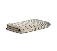 MÖVE Eden Serviette de Douche rayures Horizontales avec ourlet Tubulaire 80 x 150 cm en, Fabriqué en Allemagne, 80 % Coton / 20 % Lin, Nature / Black (Beige)