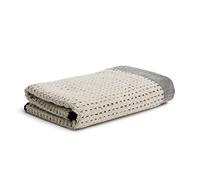 Möve Eden Piquée Serviette de Toilette 90% Coton, 10% Lin, Beige Naturel/Noir, 50 x 100 cm