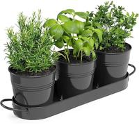 MoFarbe Pots à herbes aromatiques pour cuisine et rebord de fenêtre, pour jardin, herbes aromatiques, intérieur avec trou de drainage, pots de fleurs pour basilic, menthe, persil et plus encore (noir)