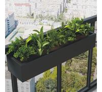MOFGOE Jardinière rectangulaire en métal - Grand bac à Fleurs pour Balcon - Boîtes de Plantation pour Rail de terrasse - Pot de Fleur Suspendu en Fer,Noir,150x20x13cm