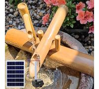 MOFGOE Kit de Fontaine en Bambou, fontaines autoportantes avec Pompe Solaire, fontaines en Bois pour Patio extérieur, Paysage Aquatique, décoration de Jardin Zen, pour père