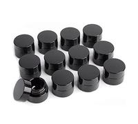 MOFIST Lot de 12 petits bocaux en verre épais avec couvercles - 5 g - Noir - Protection UV - 5 ml - Pots concentrés de 5 ml pour un stockage hermétique de la cire, des feuilles, du pommade et de la