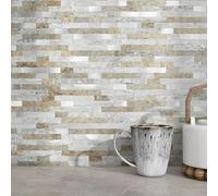 MOFIT Carreaux de Mosaïque Adhésif Métro Muraux Marbre Marron 10pièces