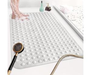 Mofonky Tapis de douche antidérapant : 90 x 60 cm extra large pour cabine de douche intérieure - Tapis de douche doux en TPE long antidérapant anti-moisissure avec ventouses puissantes