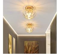 MOGOD 2x Plafonnier Cristal, E27 Luminaire Lampe de Plafond Moderne - Lustre en Cristal Métal Doré, pour Salon Chambre Couloir