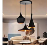 MOGOD 3 Têtes Suspension Lampe design Rétro Plafonnier Disque Industriel Lustre en Aluminium Noir