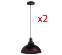 MOGOD Lot de 2 Lustre Industriel Suspension Luminaire en Métal Noir E27 40W décoration Café Bureau Chambre Entrée