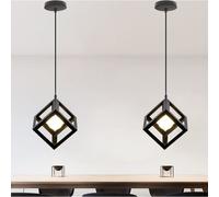 MOGOD LOT DE 2 Lustre Moderne Suspension Luminaire en Métal Noir décoration Salon Cuisine Bar Cuisine