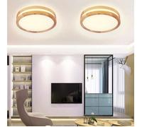 MOGOD Lot de 2 Plafonnier LED,Moderne Plafonnier en Bois Rond Luminaire Plafonnier Blanc Neutre 4500K pour Salon Chambre